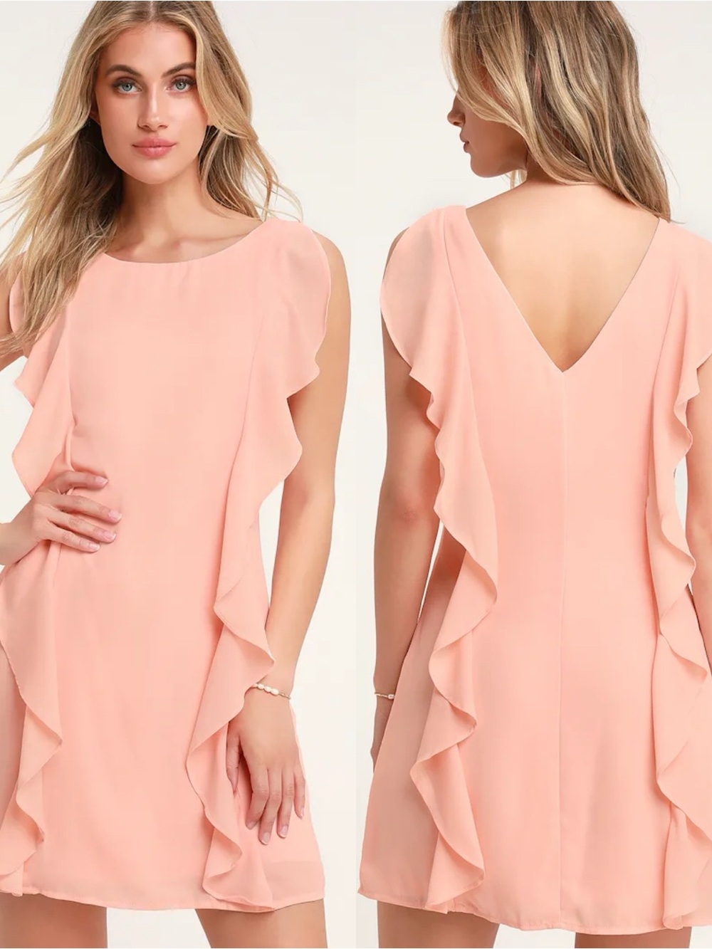 Lulus | Audree Blush Pink Ruffled Sleeveless Mini Dress